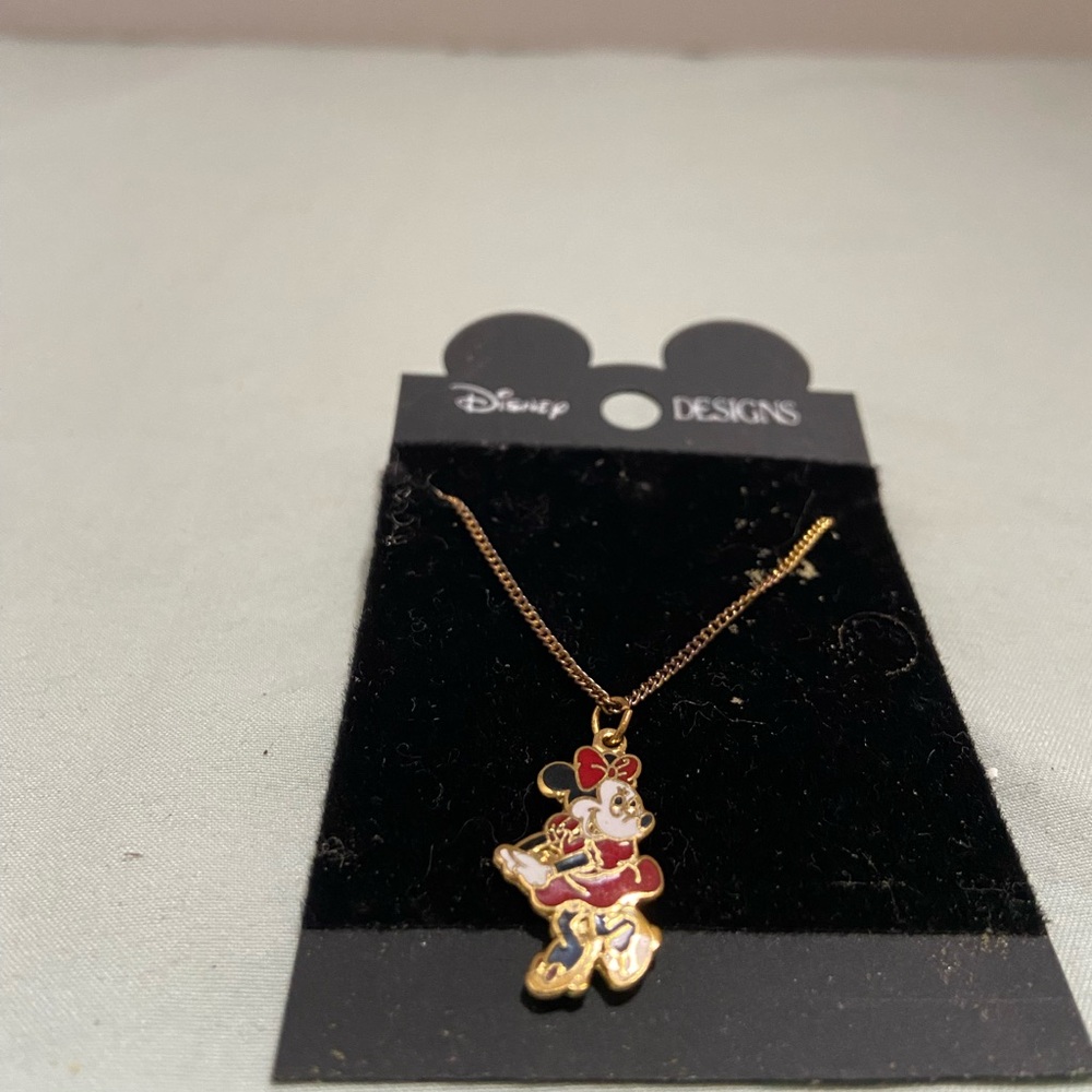 Disney Gold and Red Minnie Mouse Pendant Necklace